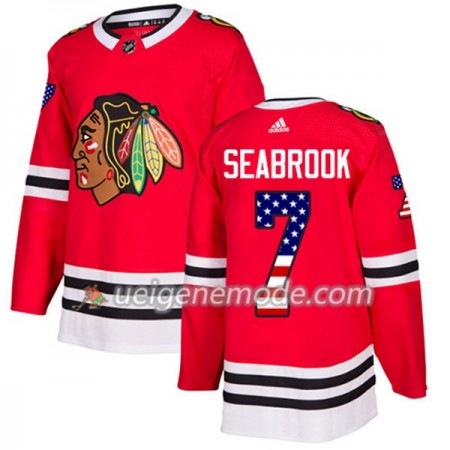 Herren Eishockey Chicago Blackhawks Trikot Brent Seabrook 7 Adidas 2017-2018 Rot USA Flag Fashion Authentic